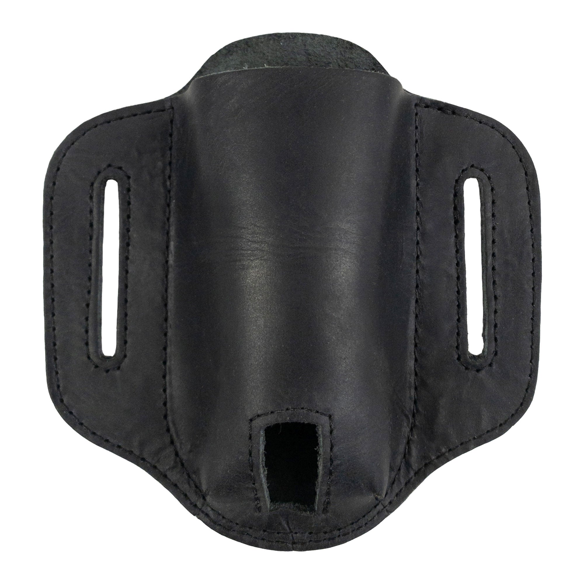 Black version of the Multitool Belt Sheath by Hide & Drink, showcasing a streamlined design in full grain leather. This multi-tool holder for belt provides a secure way to carry tools, handmade in La Antigua Guatemala & Oaxaca Mexico.