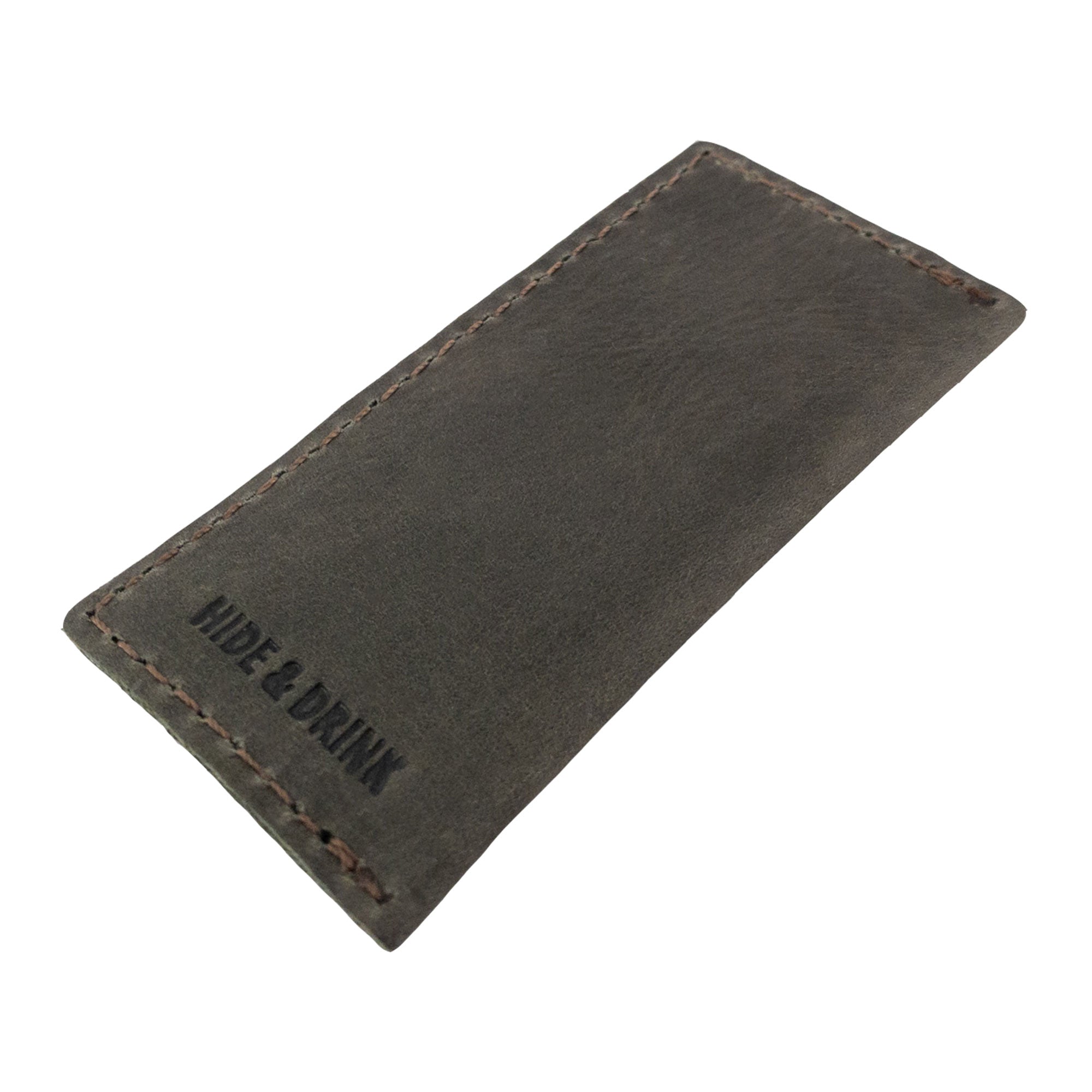 Hide & Drink Tooth Pick Case (4 Pack) showing the branded leather design on a toothpick holder. Set of 4 Tooth Pick Cases, Cooking Accessories, Full Grain Leather, StockyardX, Small Batch Production, Hand Cut, Hand Sewn, Fire Branded, Artisan, Handmade in La Antigua Guatemala & Oaxaca Mexico.