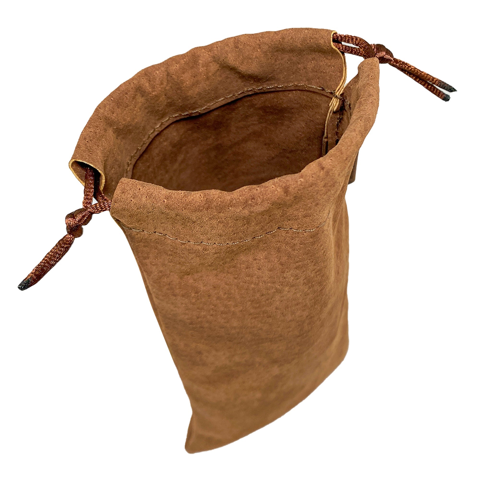Hide & Drink Drawstring Bag for Pipe, featuring rich sheepskin leather. This multipurpose storage solution for your tobacco pipe is an example of meticulous hand sewing by artisans in Guatemala & Oaxaca.