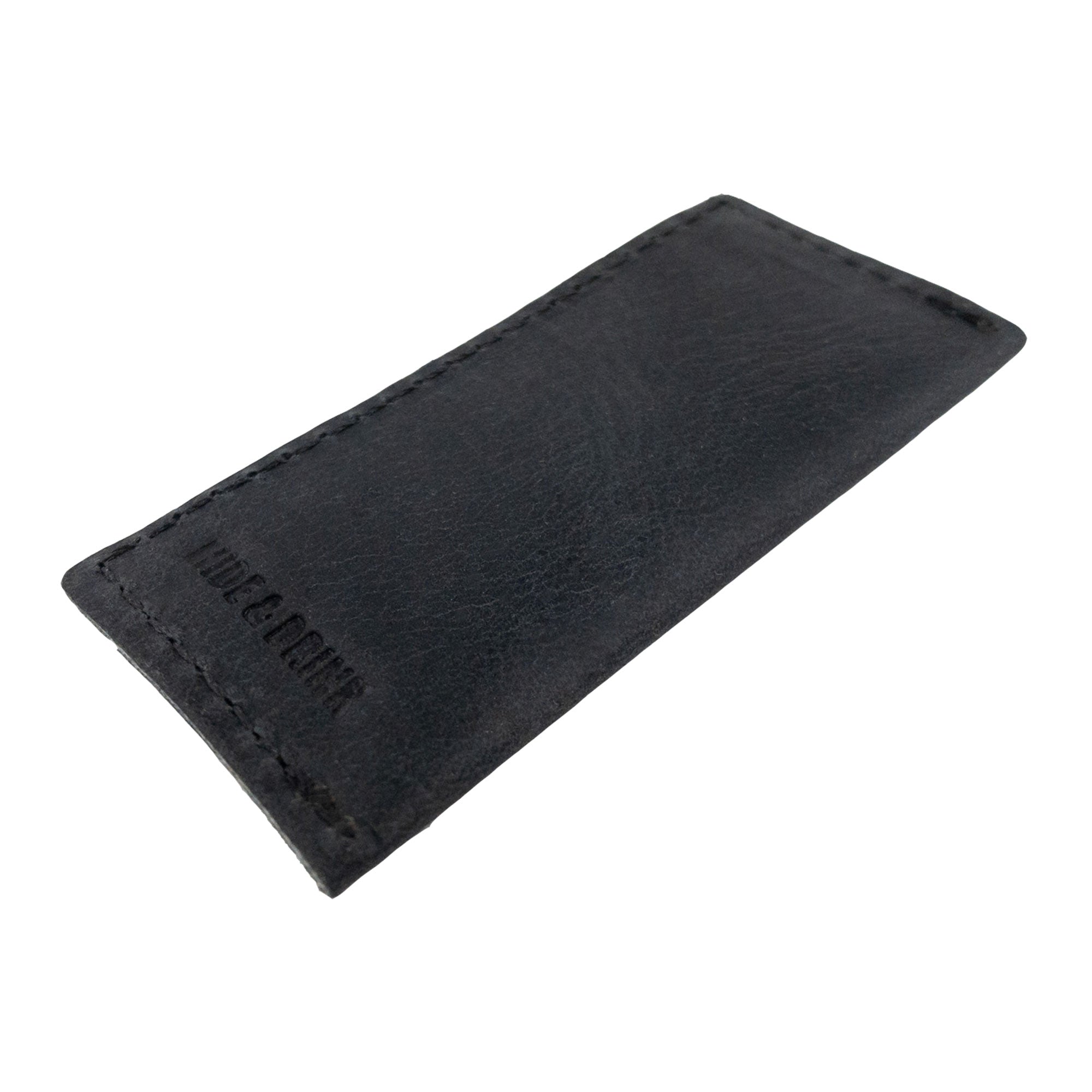 Hide & Drink Tooth Pick Case (4 Pack) with detailed stitching visible on a leather toothpick holder. Set of 4 Tooth Pick Cases, Cooking Accessories, Full Grain Leather, StockyardX, Small Batch Production, Hand Cut, Hand Sewn, Fire Branded, Artisan, Handmade in La Antigua Guatemala & Oaxaca Mexico.