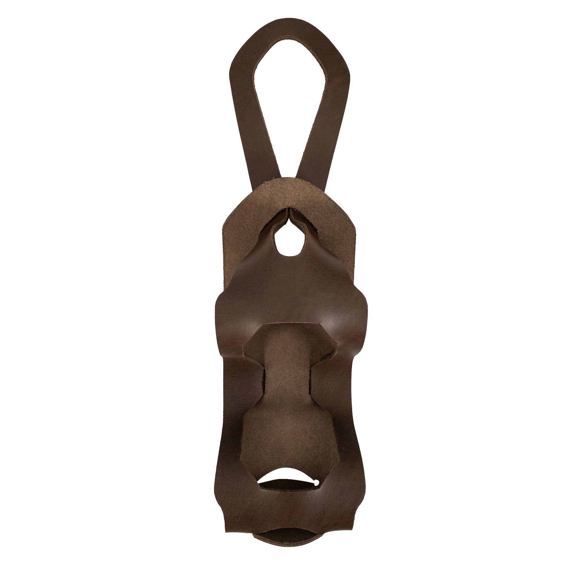 Close-up of the Unibody Bike Wine Carrier by Hide & Drink, showcasing the seamless design made from Full Grain Leather. This handmade, artisan piece features small batch production and is crafted by skilled artisans in La Antigua Guatemala & Oaxaca Mexico.