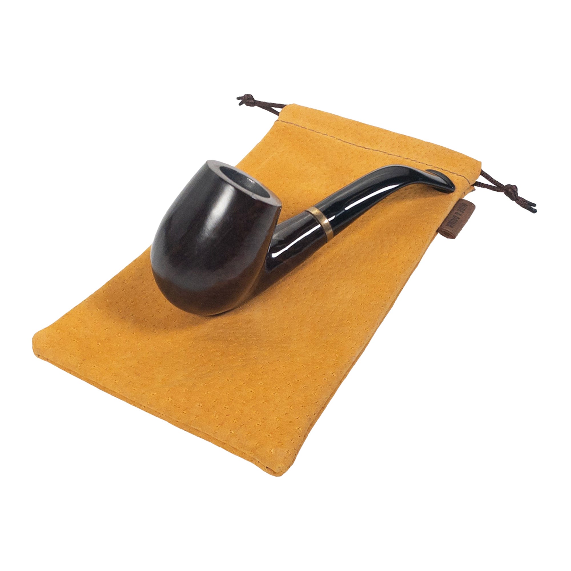Hide & Drink Drawstring Bag for Pipe, beautifully made from luxurious sheepskin. This artisan-crafted bag represents high-quality storage for your tobacco pipe, emphasizing craftsmanship from Guatemala & Oaxaca.