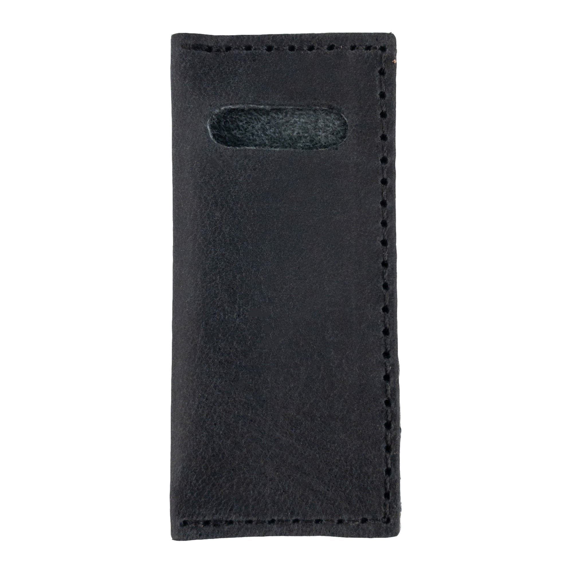 Hide & Drink Tooth Pick Case (4 Pack) displaying the unique texture of a single leather case meant for toothpicks. Set of 4 Tooth Pick Cases, Cooking Accessories, Full Grain Leather, StockyardX, Small Batch Production, Hand Cut, Hand Sewn, Fire Branded, Artisan, Handmade in La Antigua Guatemala & Oaxaca Mexico.