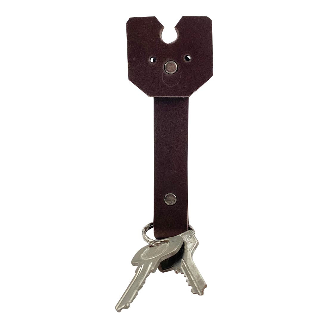 Taco Dog Doggy Fob Keychain showcasing the stylish design while holding keys. This durable and functional accessory, made from full grain leather, is perfect for dog enthusiasts and emphasizes the artisan quality of handmade goods from La Antigua Guatemala.