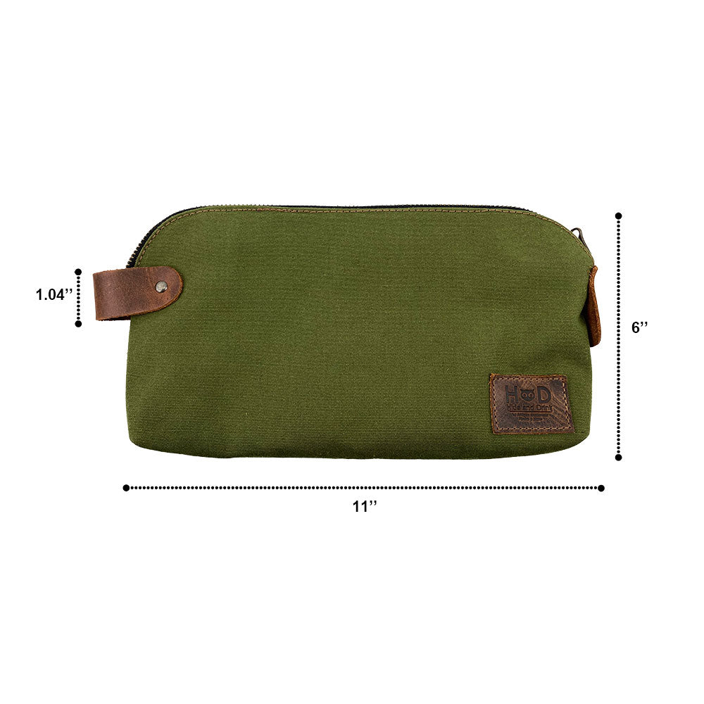 Dopp Kit Utility Bag by Hide & Drink displaying a unique rustic style with practicality. This artisan Dopp Kit Utility Bag is perfect for travel, made from durable full grain leather showcasing hand cut and hand sewn details in small batch production, handmade in La Antigua Guatemala & Oaxaca Mexico.