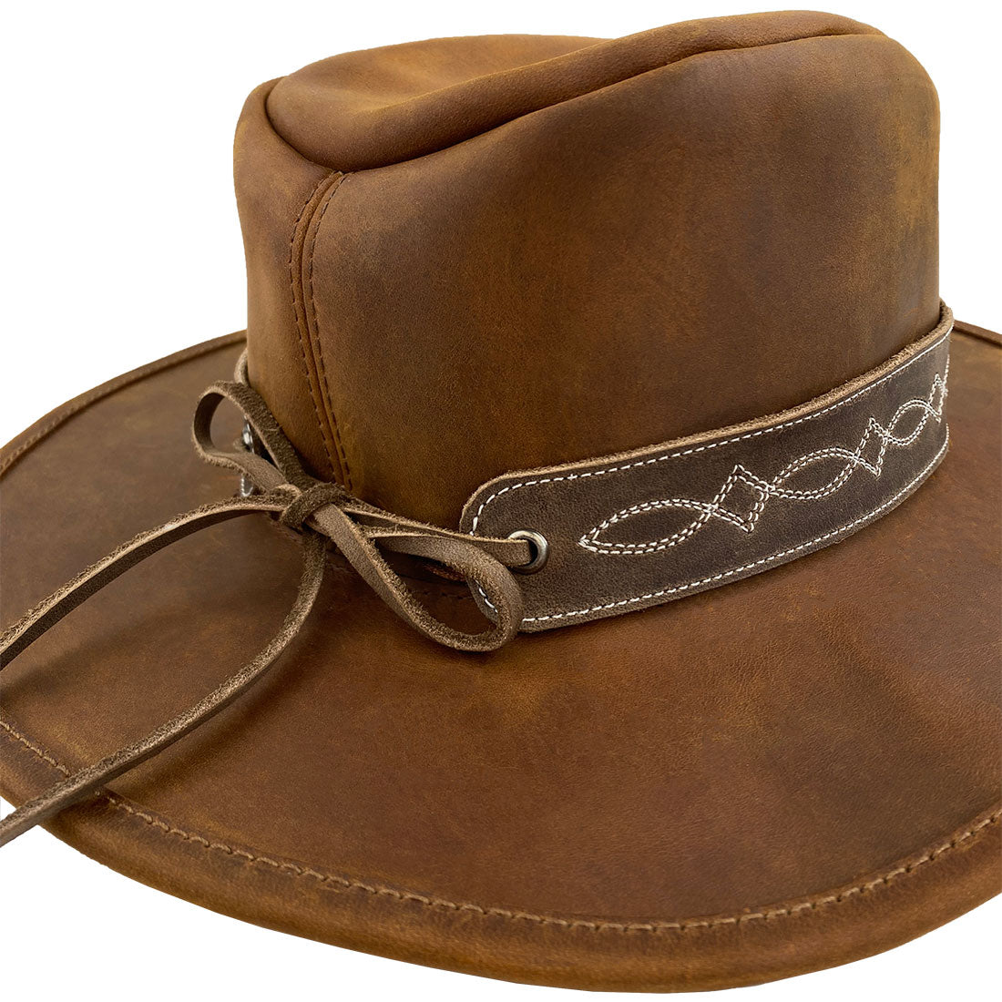 Rodeo Hatband with Cowboy Stitching - Stockyard X 'The Leather Store'