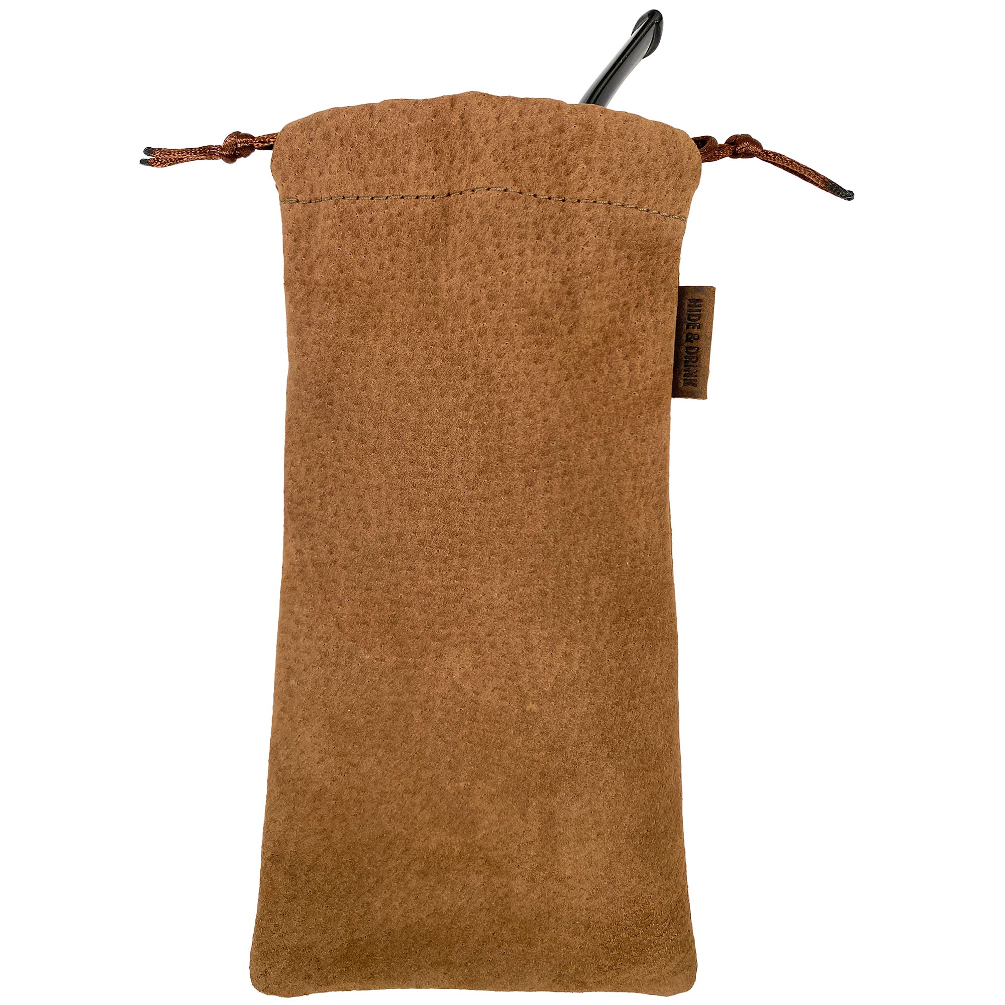 Hide & Drink Drawstring Bag for Pipe, expertly hand-stitched from quality sheepskin leather. A stylish and practical choice for your tobacco pipe, showcasing craftsmanship from artisans in Guatemala & Oaxaca.
