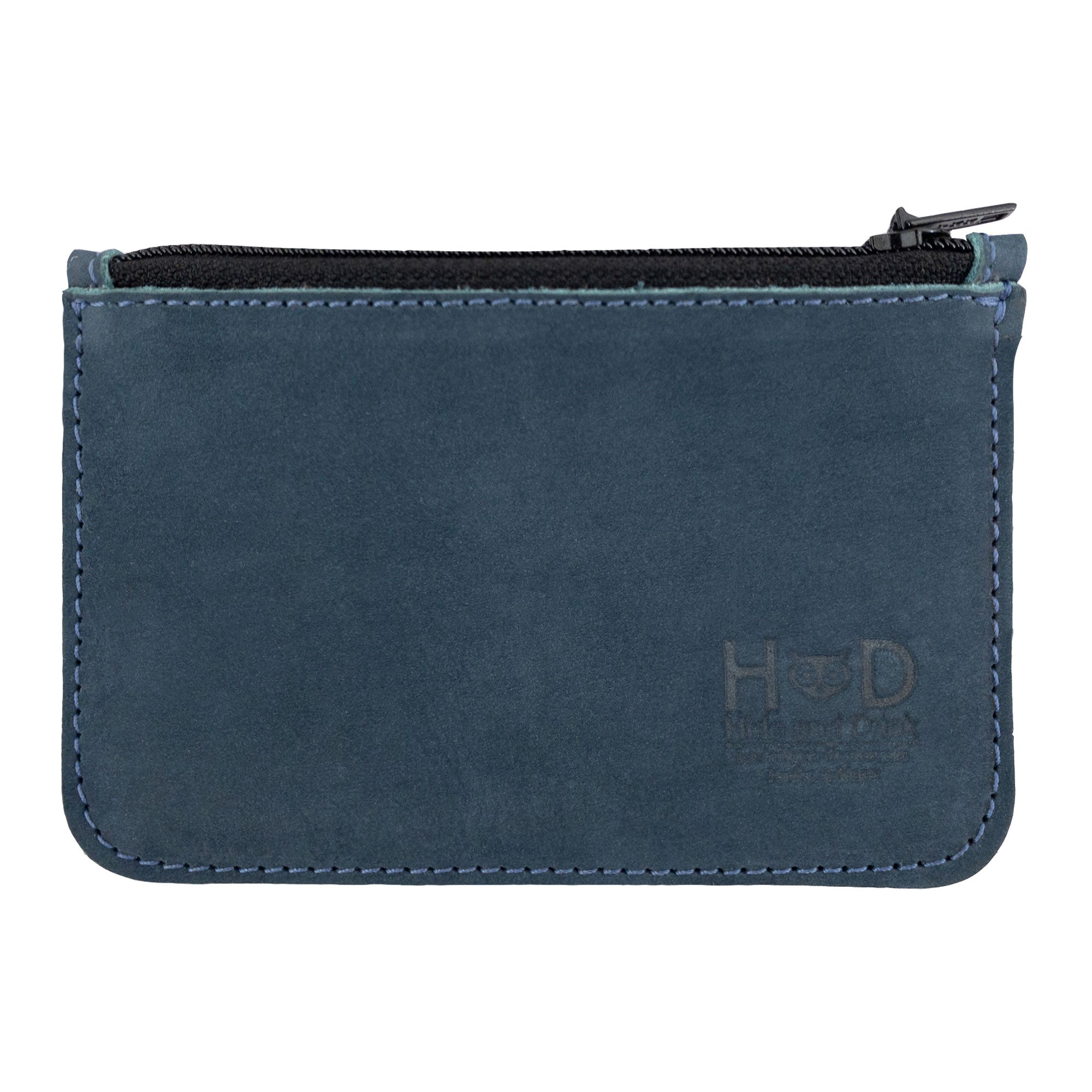 Front view of a second Hide & Drink Zippered Wallet, emphasizing its sleek design in Full Grain Leather. Ideal as a travel accessory, this card case features excellent folded bills storage and coin organizing capabilities, all handmade in La Antigua Guatemala & Oaxaca Mexico.