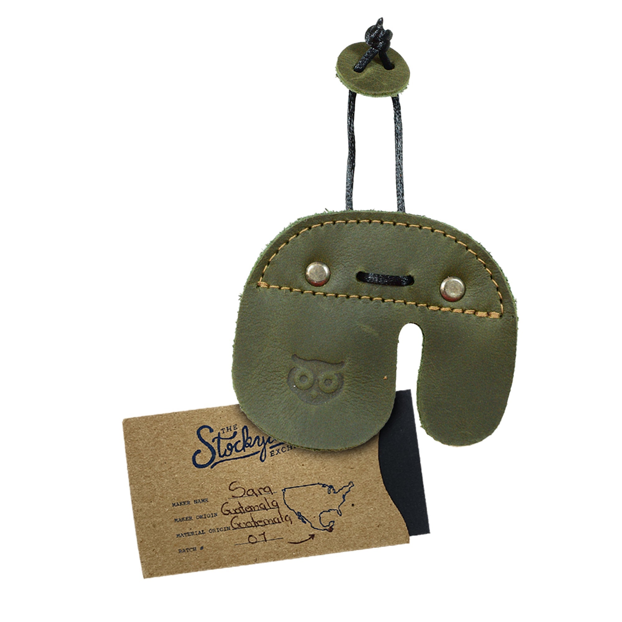 The Hide & Drink Left Handed Archery Finger Protector displayed highlighting its artisan details. This Archery Finger Tab serves as a Protect Guard for Recurve Bows, made from stylish Full Grain Leather. Perfect for your shooting practice gear, showcasing StockyardX's commitment to small batch artisan production.