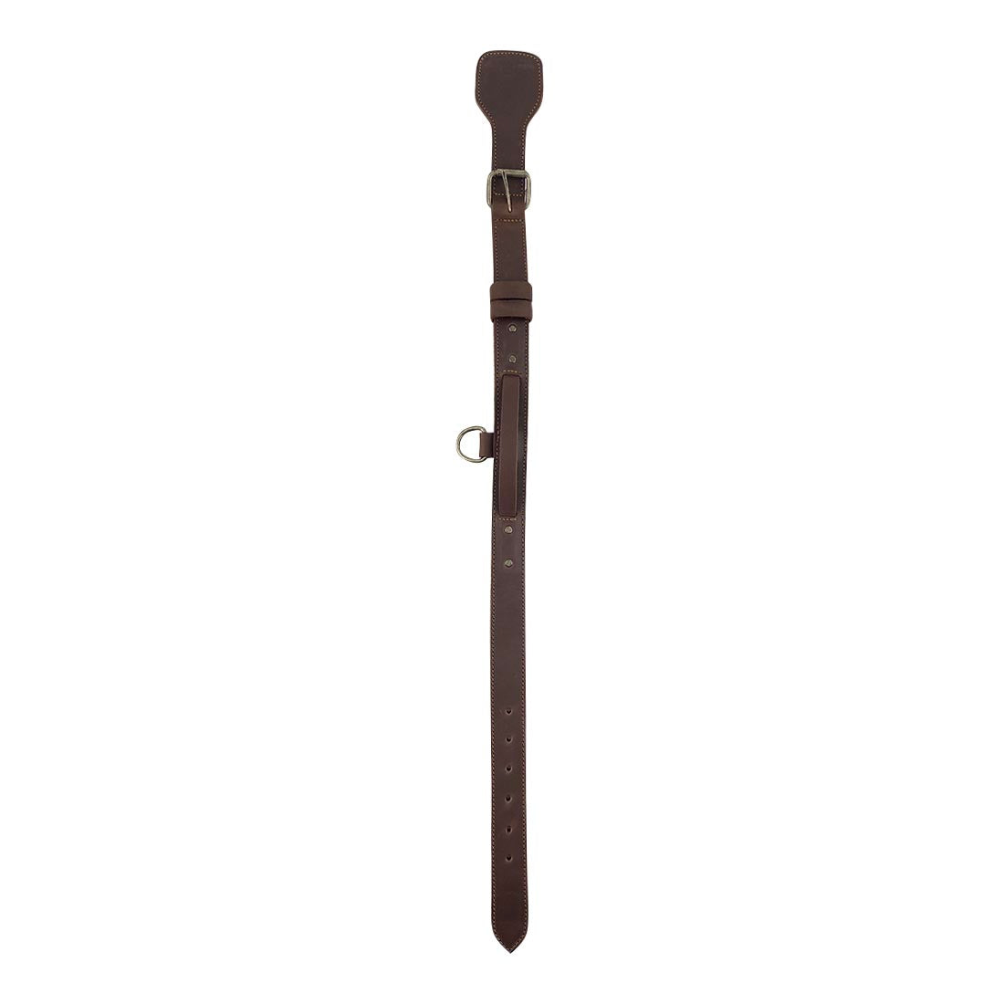 Long view of Taco Dog's versatile Dog Collar with Handle, made for dogs of all sizes for effective training. This Dog Collar with Handle is crafted from full grain leather with 6 adjustable holes and heavy-duty features, combining functionality and style, handmade by artisans in La Antigua Guatemala.