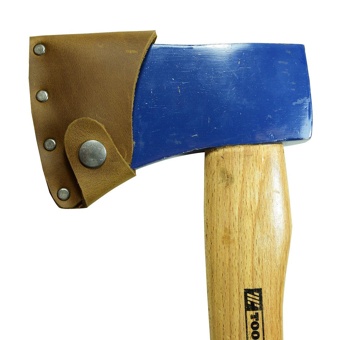 Stylish Hatchet Blade Cover by Hide & Drink, serving as a protective axe head sheath. Perfect for lumberjacks and camping lovers, it’s made from durable full grain leather, showcasing exceptional craftsmanship in small batch production handmade in La Antigua Guatemala & Oaxaca Mexico.