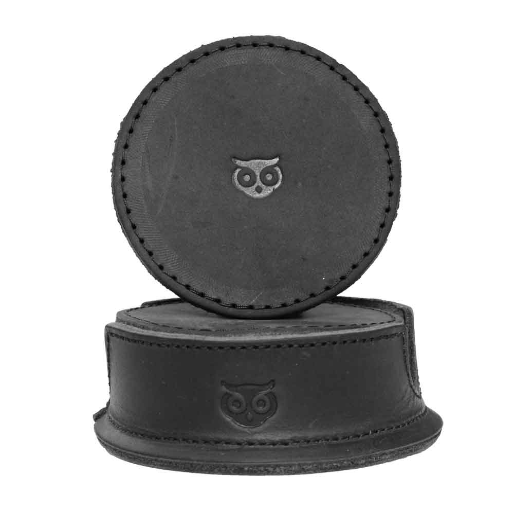 Thick Leather Owl Coasters with Stitching (6-Pack) - Stockyard X 'The Leather Store'
