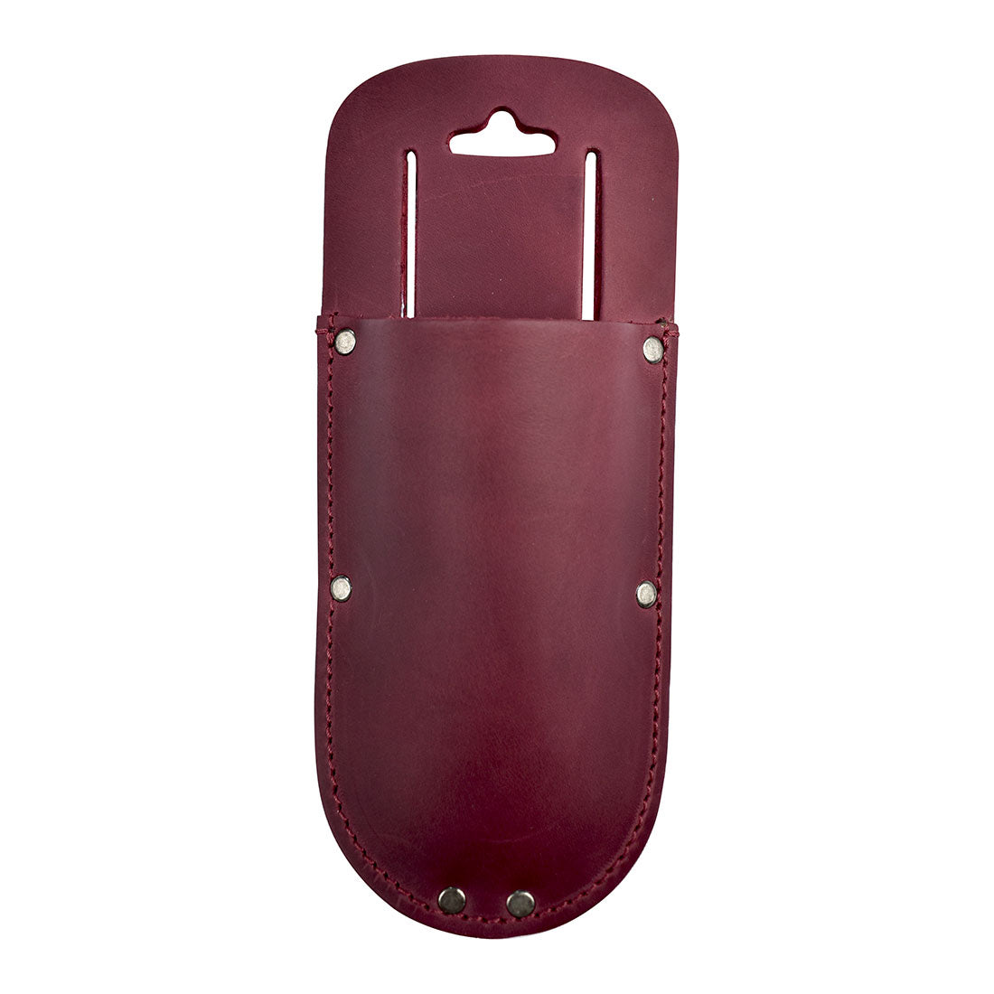 Hide & Drink Garden Pruner Sheath displayed in a classic black shade made from Thick Full Grain Leather, designed for easy access to garden scissors. An artisan-crafted essential for gardening.