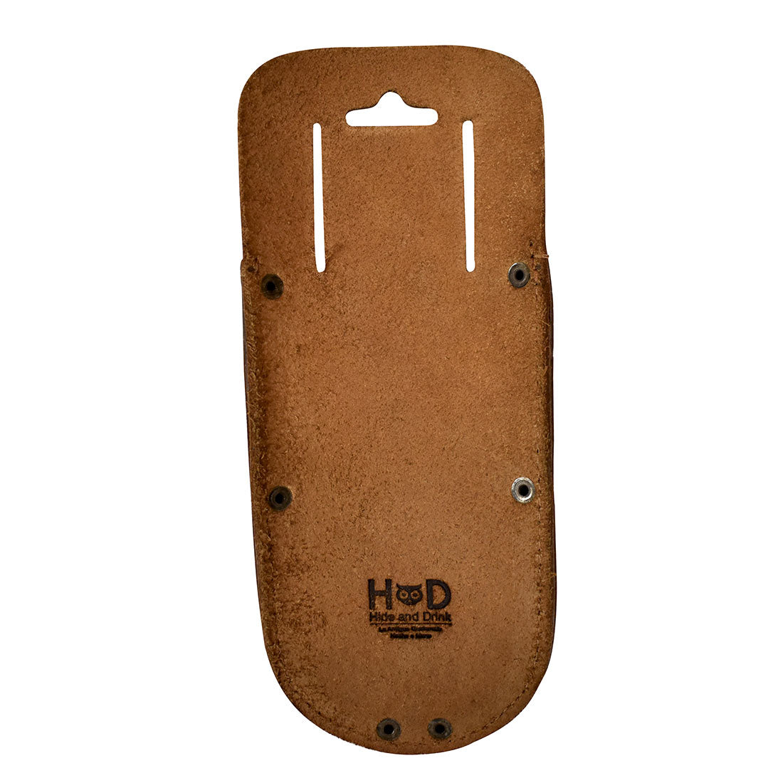 Hide & Drink Garden Pruner Sheath displaying a rustic, durable design made of Thick Full Grain Leather, perfect for everyday gardening needs. This handmade product includes a belt loop for easy attachment.