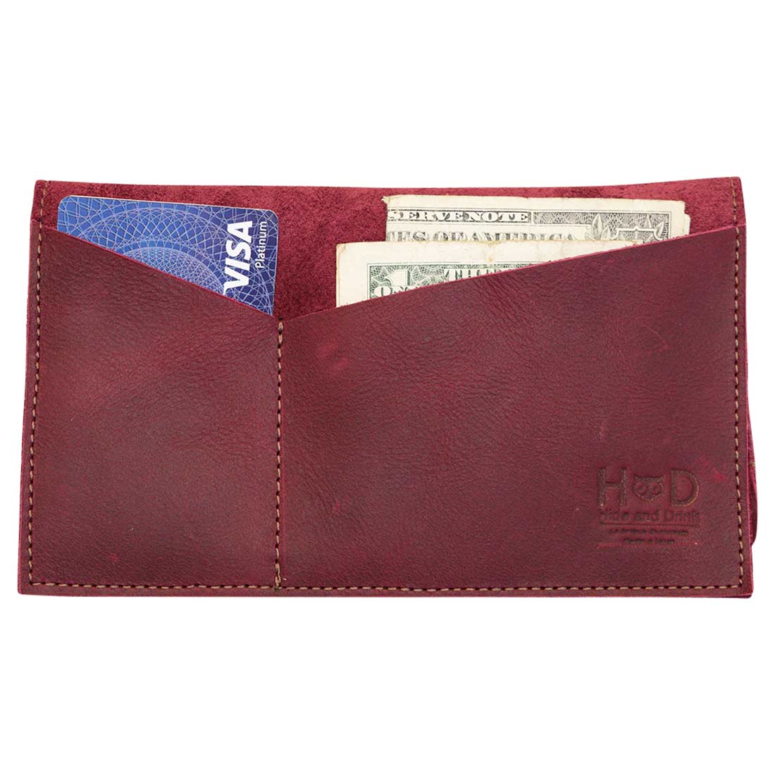 Angular Wallet for Cell Phone by Hide & Drink showing card slots and cash compartment, crafted from high-quality Full Grain Leather. Celebrate small batch production and artisan craftsmanship with this stylish Cell Phone Wallet, handmade in La Antigua Guatemala & Oaxaca Mexico.