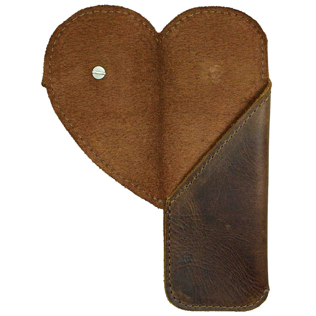 Unique Heart Pen Case by Hide & Drink, showcasing an artistic design and functionality, ideal for organizing office supplies. This exquisite Pencil Organizer is crafted from Full Grain Leather and highlights small batch production. A perfect gift for bookworms, made by skilled artisans in La Antigua Guatemala & Oaxaca Mexico.