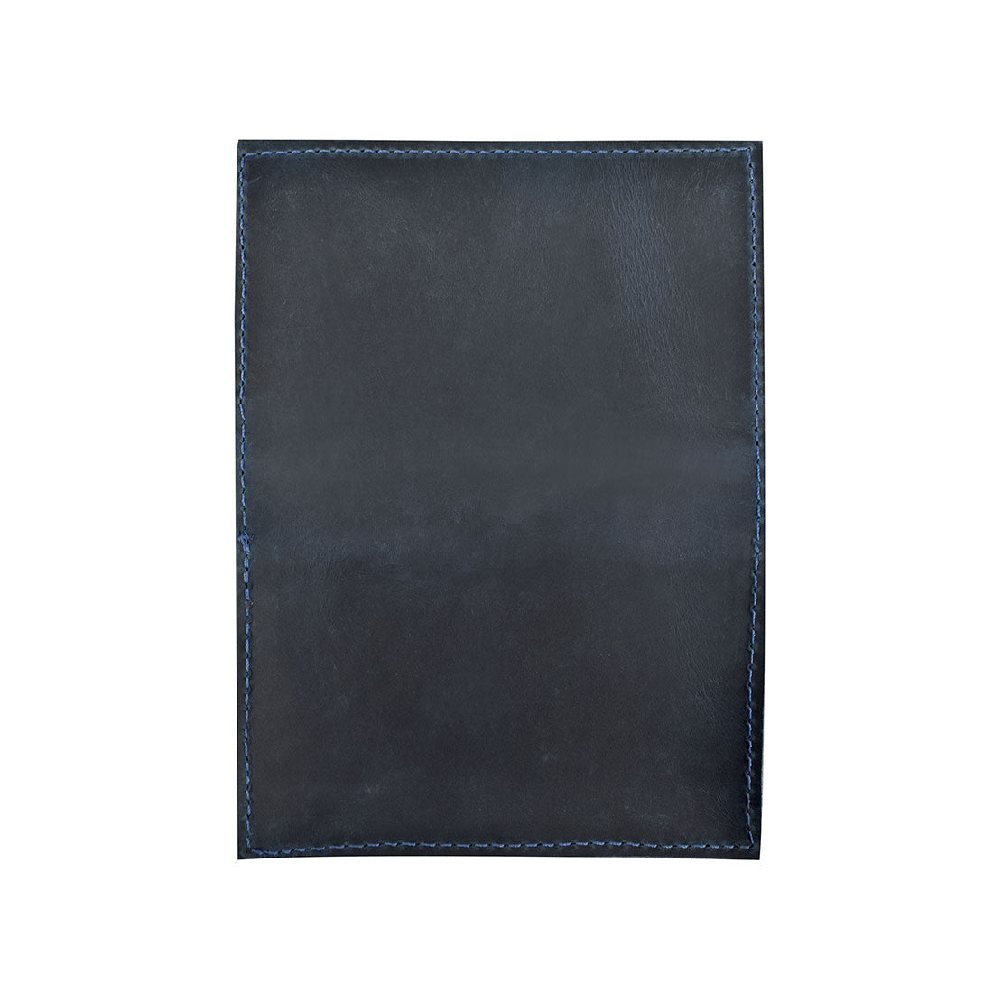Inside view of Hide & Drink's Vintage Card Holder in blue leather, showing its utility for cards and cash. This handmade wallet showcases full grain leather and small batch production by skilled artisans in La Antigua Guatemala & Oaxaca Mexico.