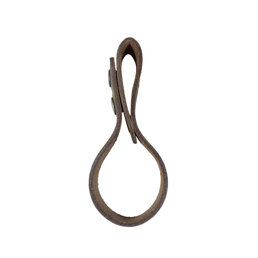 Thick Whip Holster by Hide & Drink, emphasizing its artisan craftsmanship with a stylish design, perfect for cowboys as a whip holster or belt loop bullwhip holder. Made from thick full grain leather, this rustic strap is a product of small batch production, hand cut, hand sewn, and fire branded in La Antigua Guatemala and Oaxaca Mexico.