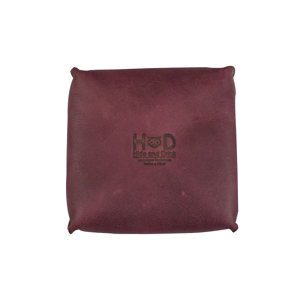 Front shot of a Hide & Drink Jewelry Pouch, featuring fine leather quality and inner storage for rings and jewelry. Ideal for thoughtful wedding gifts.