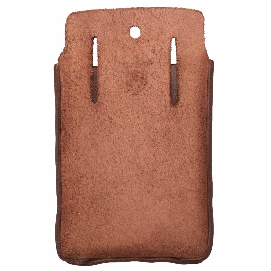 Interior view of Hide & Drink's Square Tool Pouch emphasizing its spacious design and craftsmanship. This artisan-crafted heavy-duty case, riveted for durability, is perfect for waist belts and made from high-quality full grain leather, reflecting the unique small batch production.