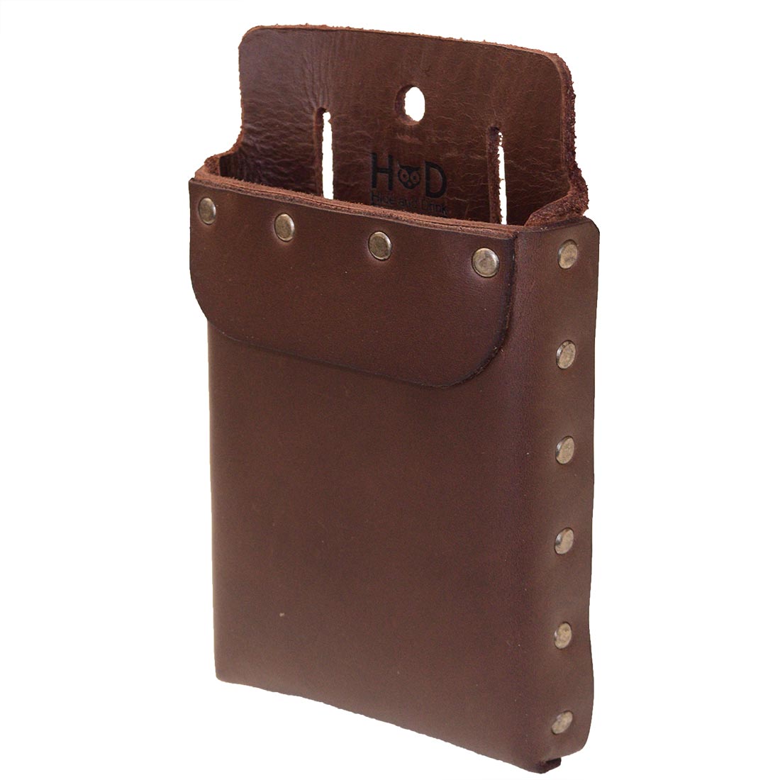 Hide & Drink's Square Tool Pouch with dimensions displayed, emphasizing its practical size of 5" x 7.5". This riveted squared tool pouch is perfect for waist belts, showcasing artisan craftsmanship from La Antigua Guatemala and Oaxaca Mexico, made from durable full grain leather.