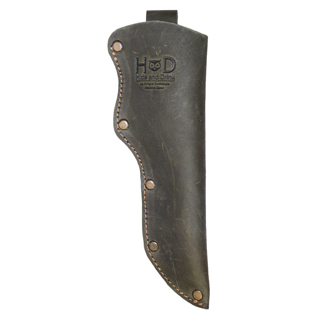 Belt Mora Knife Sheath from Hide & Drink, showcasing a practical Thick Sheath for Mora Knife with Belt Loop. Perfect for tactical uses and made from artisan-quality Full Grain Leather.