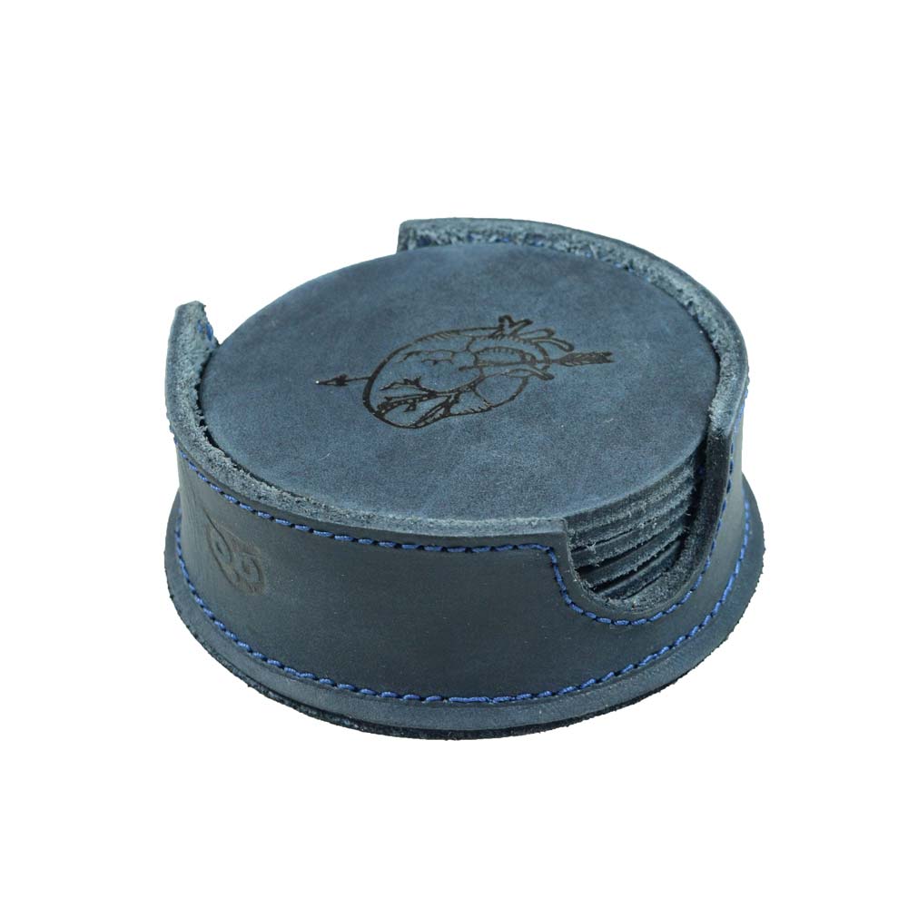 Thick Leather Moon, Star and Heart Coasters (6-Pack) - Stockyard X 'The Leather Store'