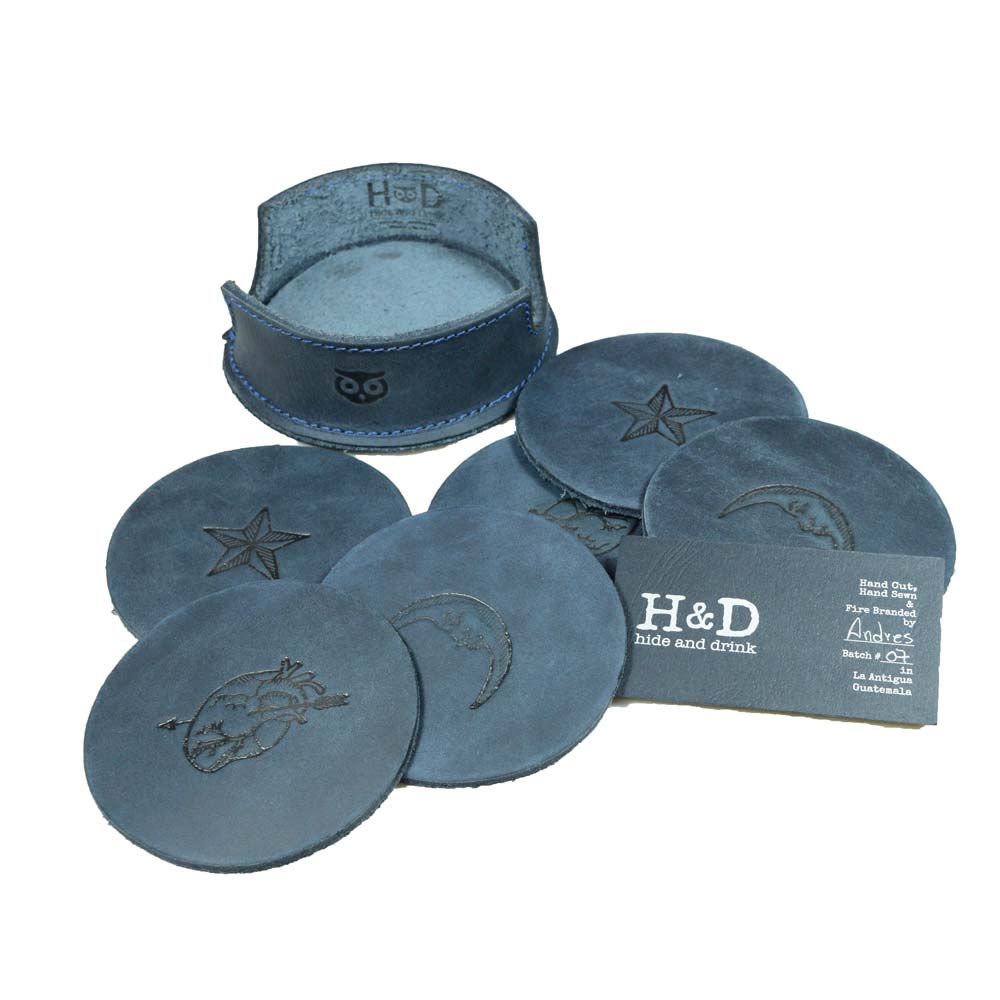 Thick Leather Moon, Star and Heart Coasters (6-Pack) - Stockyard X 'The Leather Store'