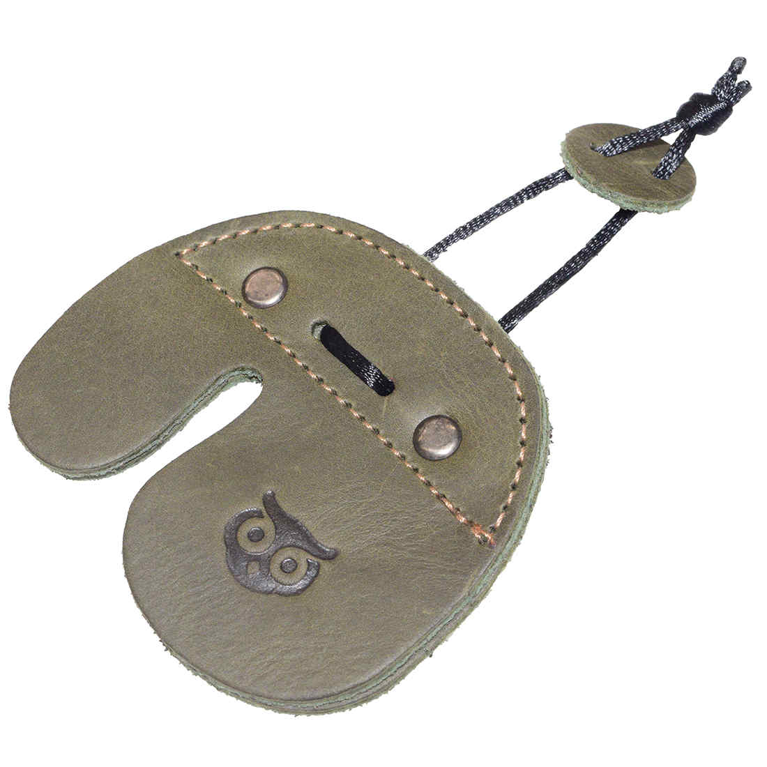 Right Handed Archery Finger Protector by Hide & Drink, showcasing a full grain leather design. This Archery Finger Tab functions as a Protect Guard for Recurve Bows, making it essential shooting practice gear for sports and outdoors enthusiasts. Handmade in La Antigua Guatemala with meticulous craftsmanship, this finger protector is part of a small batch production, ensuring each piece is hand cut, hand sewn, and fire branded. An artisan product.