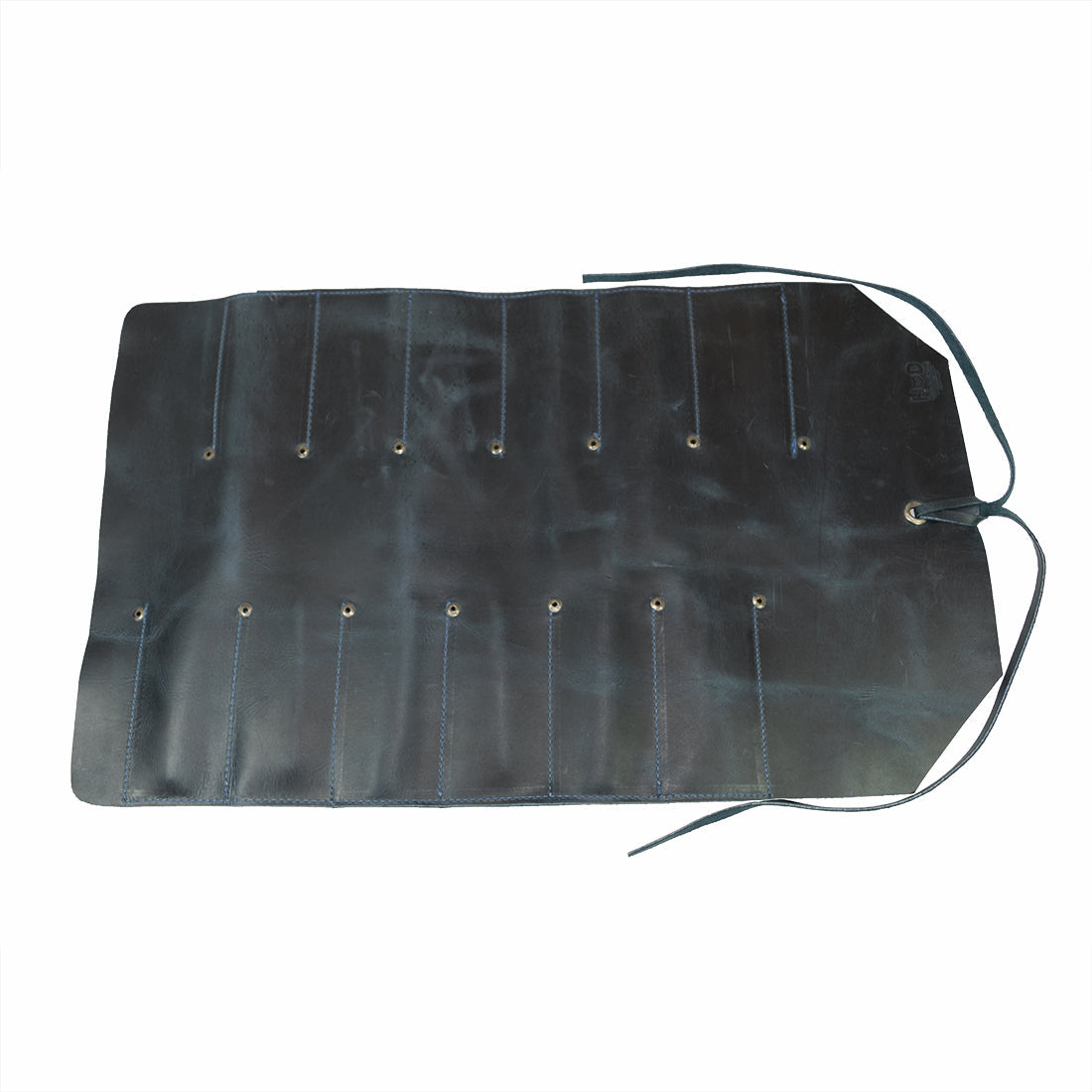 Hide & Drink Tool Roll (12 Pockets): Interior layout of the leather tool roll, showcasing 12 pockets designed for various tools and accessories. Tool Bag Roll Up, 12 Slot Heavy Duty Tool Roll Bag Organizer, Tool Roll Up Bag, Portable Tool Wrap Roll Bags for Travel, Durable Tool Kit Folding Tool Pouch Roll Up Mechanic Gifts for Men, Full Grain Leather, StockyardX, Small Batch Production, Hand Cut, Hand Sewn, Fire Branded, Artisan, Handmade in La Antigua Guatemala & Oaxaca Mexico.