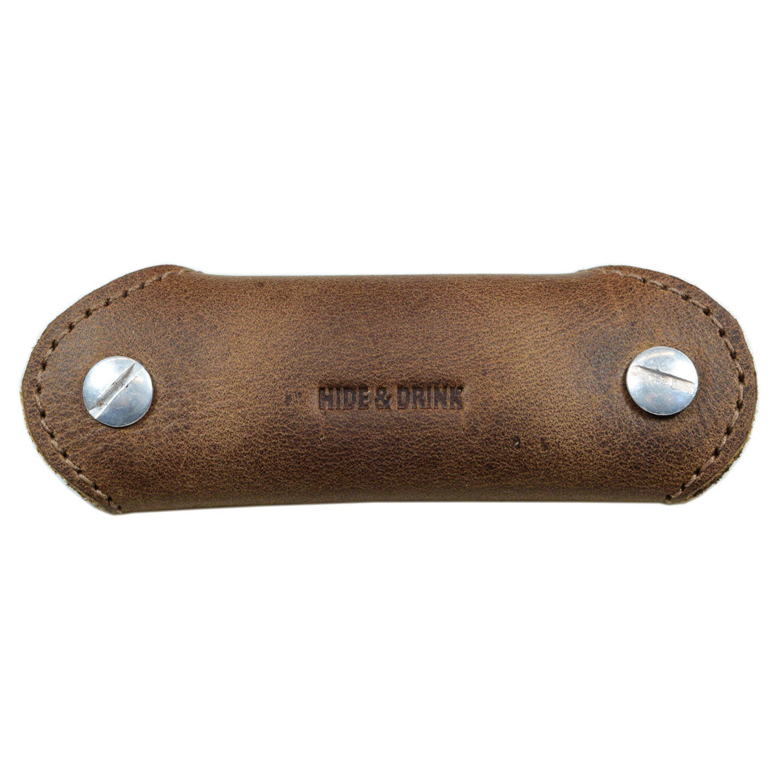 Back view of Hide & Drink's Double Swiss Knife Key Holder made from Full Grain Leather, emphasizing its durable construction as a Multiple Key Organizer. This handmade accessory reflects artisan craftsmanship and the values of small batch production.