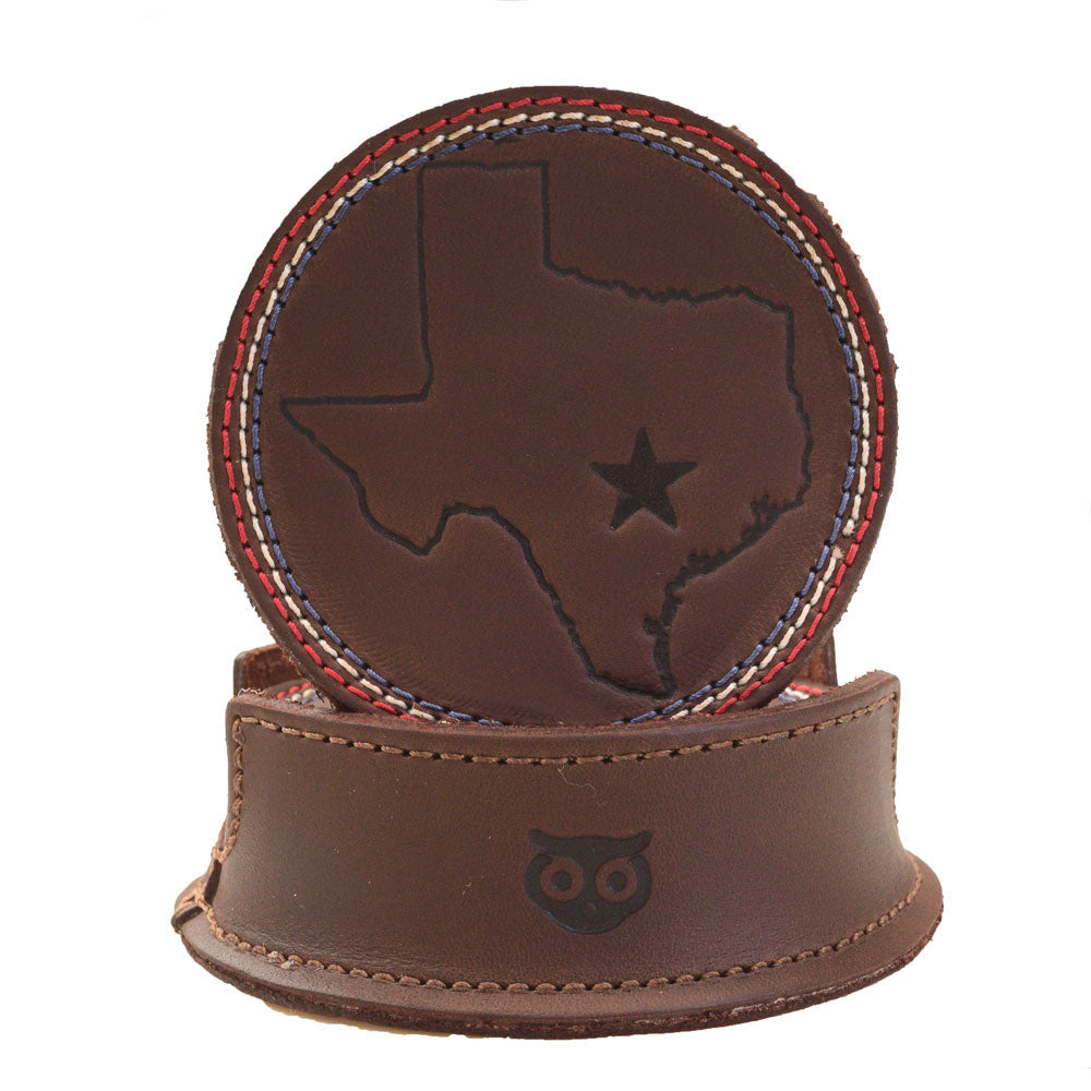 Texas State Coasters with Stitching (6-Pack) - Stockyard X 'The Leather Store'
