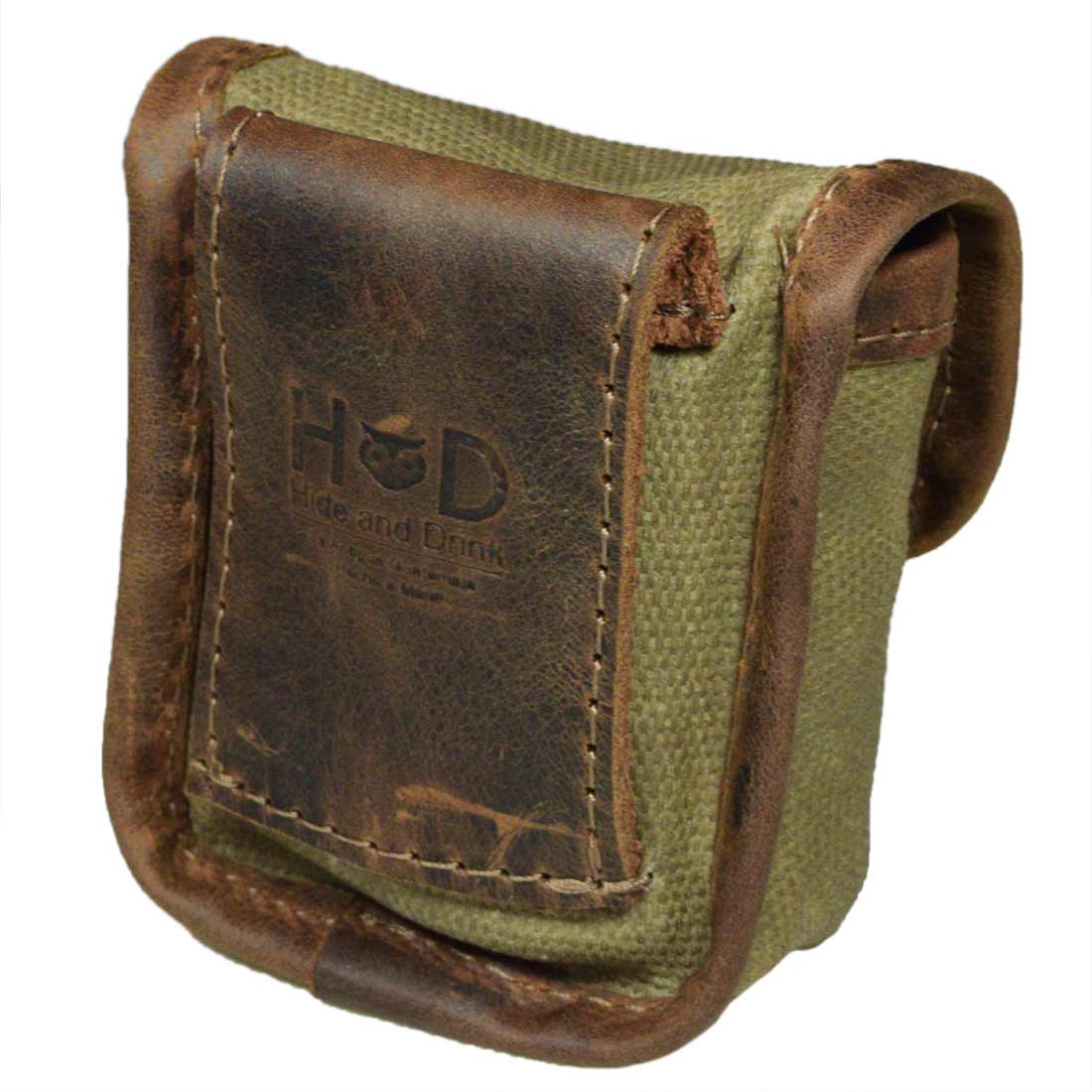 Hide & Drink's Mini Belt Pouch featuring a classic design with leather detailing, perfect for outdoor enthusiasts. This squared pouch with a belt loop is a multi-purpose hip bag crafted from water-resistant waxed canvas, reflecting stockyardX small batch production standards, handmade in La Antigua Guatemala & Oaxaca Mexico.