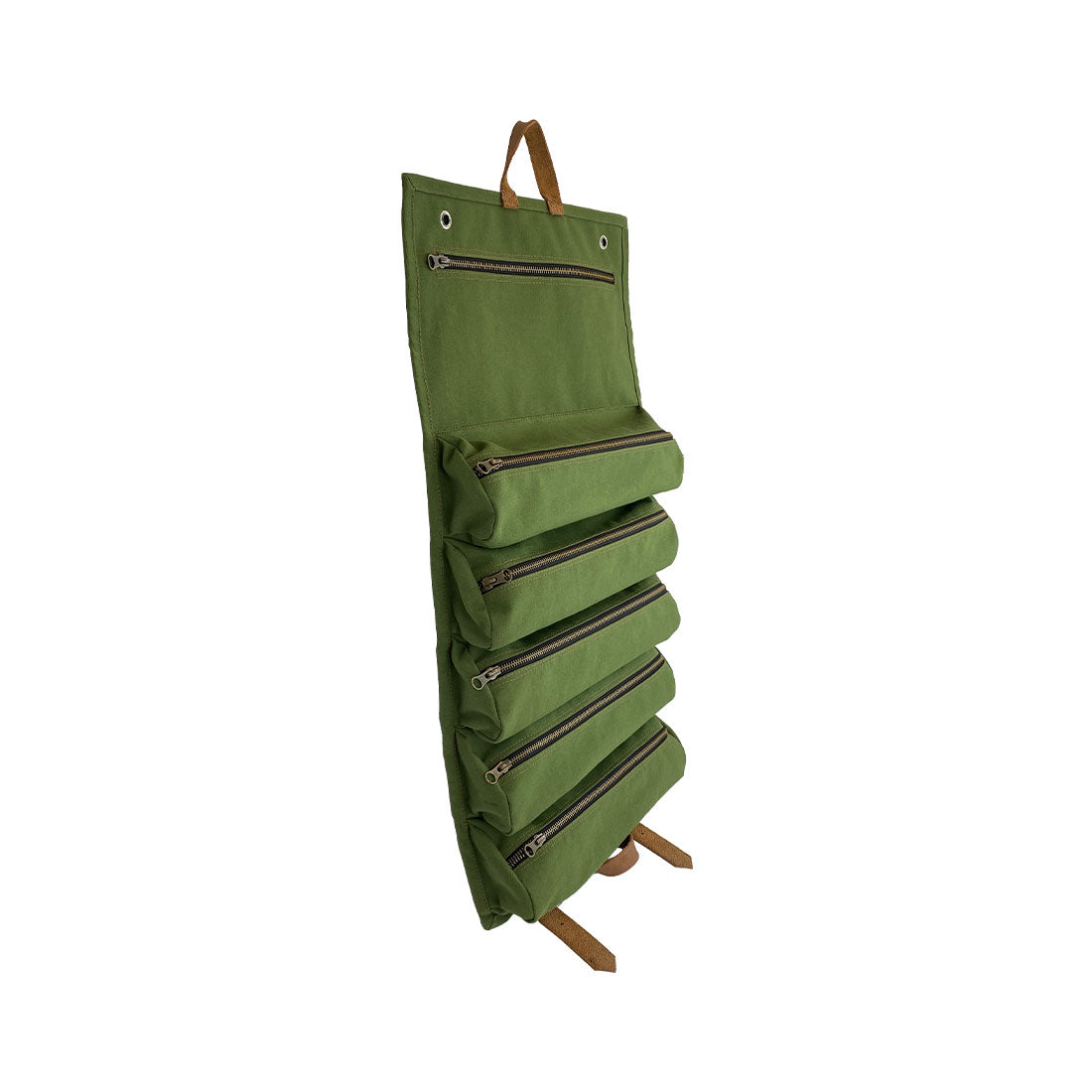 Super Tool Roll - Multi-purpose Roll Storage Bag & Wrench Pouch - Olive - Stockyard X 'The Leather Store'