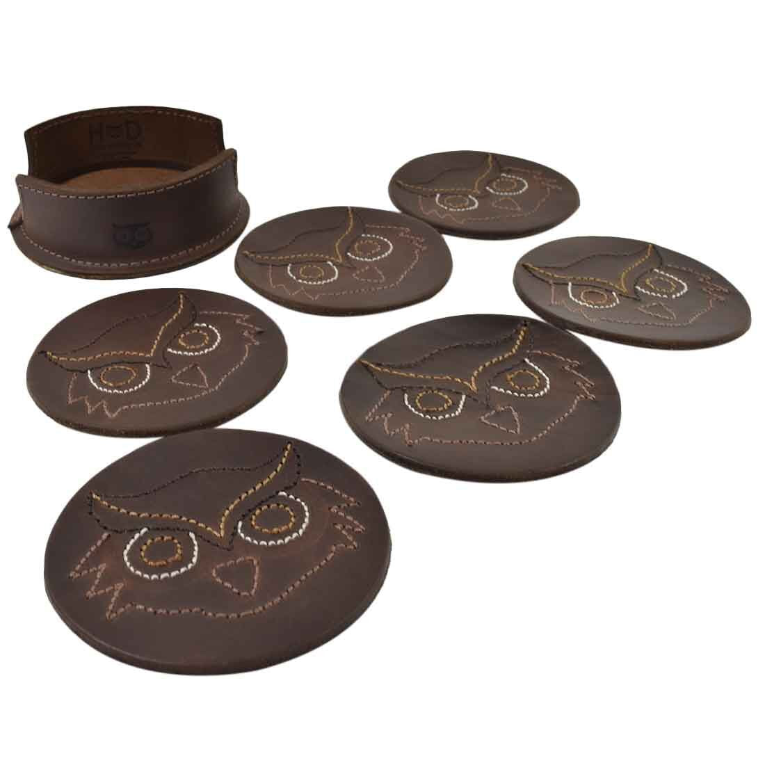 Wild Owl Classic Shaped Coaster Set (6-Pack) - Stockyard X 'The Leather Store'