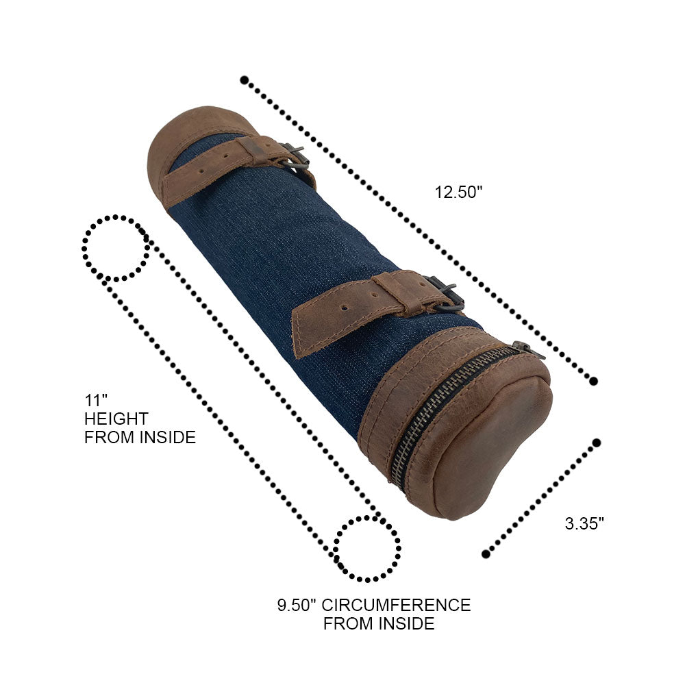 Another angle of the bicycle featuring the Navy Blue Bicycle Tube from Hide & Drink, perfect for securely holding beverages while biking. This artisan-made Drink Storage reflects small batch production and full grain leather craftsmanship. Handmade in La Antigua Guatemala and Oaxaca Mexico.