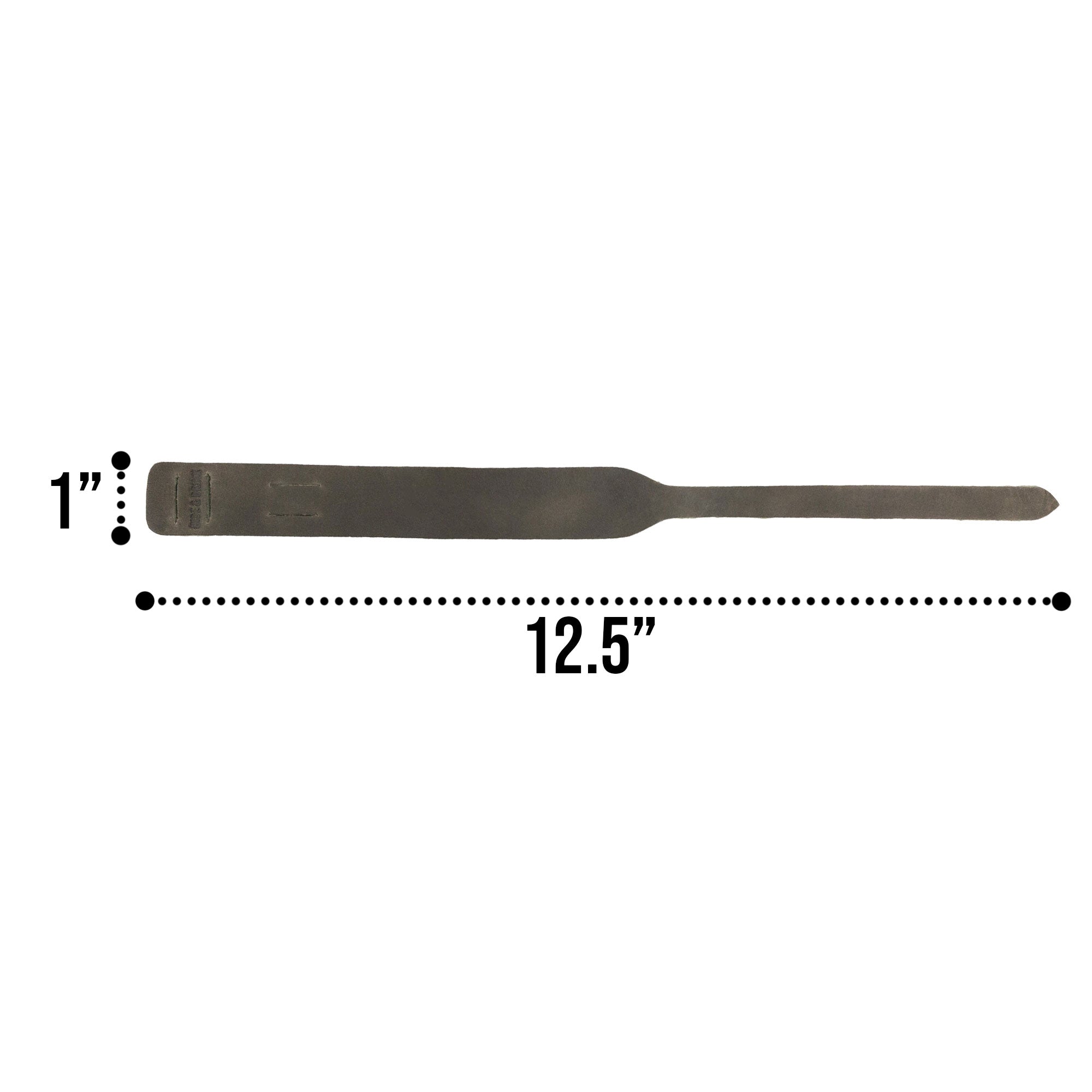 Detailed measurement of the green Hide & Drink Minimalist Wristband, demonstrating its length and adjustable features. This rustic bracelet showcases hand cut, hand sewn quality made from full grain leather by artisans in La Antigua Guatemala, representing StockyardX's artisan craftsmanship.