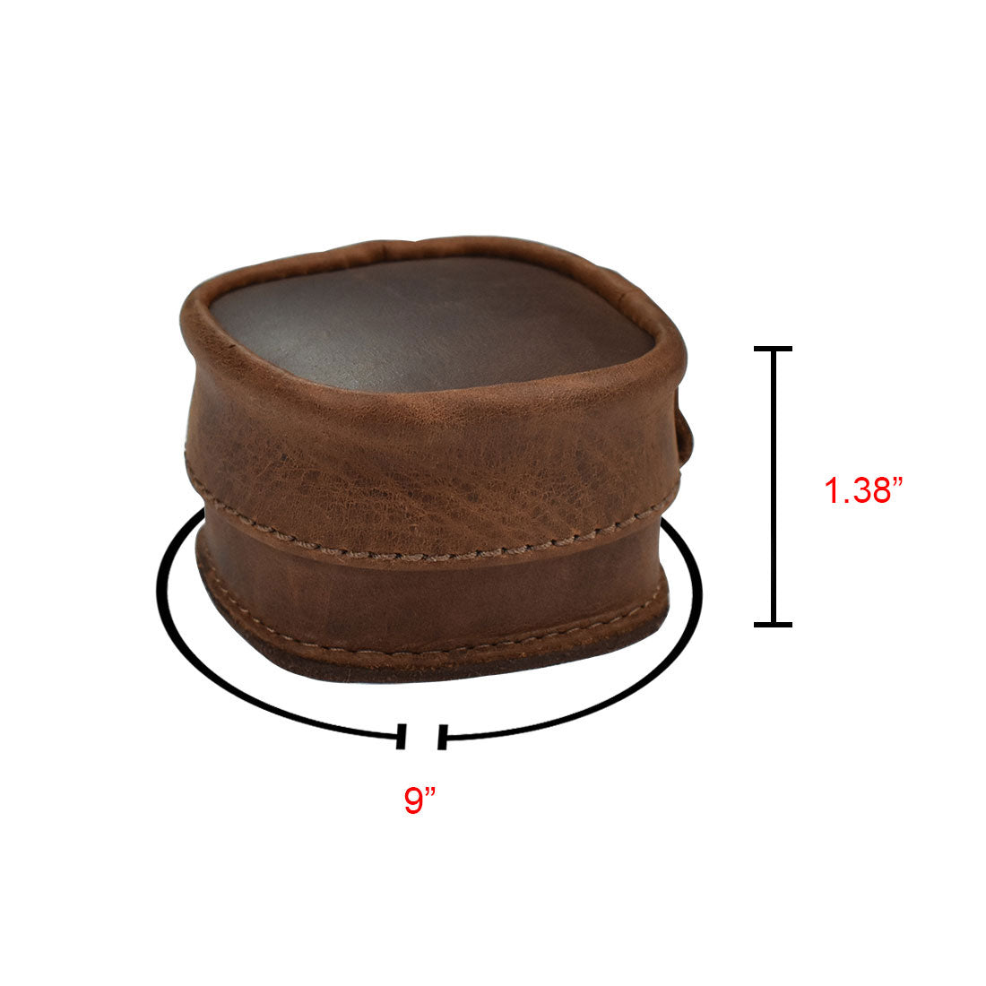 Dimensions of the Wedding Ring Box shown with measurements. This carefully made piece by Hide & Drink, crafted from Full Grain Leather, is an excellent choice for a timeless marriage gift, highlighting small batch production and artisan quality from La Antigua Guatemala & Oaxaca Mexico.