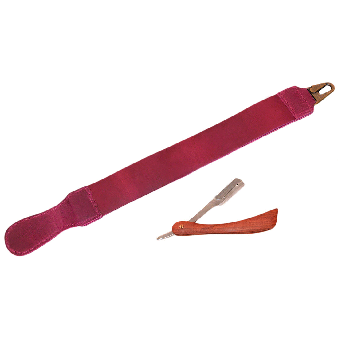 The vibrant purple version of Hide & Drink's Barber Strop, crafted from quality Full Grain Leather. This unique Razor Strop and Shaving Sharpener is perfect for barbers looking for artisan-designed tools.