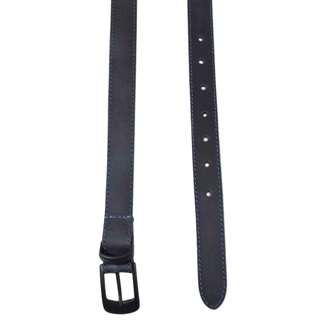 Two Row Stitch Leather Belt / Rustic Charcoal Buckle, 7/8" Wide - Stockyard X 'The Leather Store'