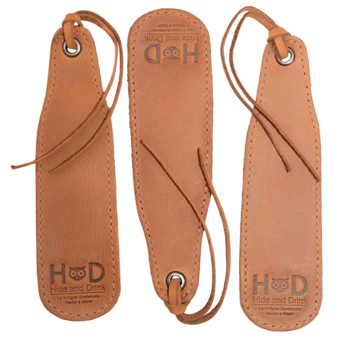 Hide & Drink Bookmark (3-Pack), showcasing elegant full grain leather, ideal for book lovers and page turners. Handmade in small batches in La Antigua Guatemala, focusing on artisan craftsmanship.