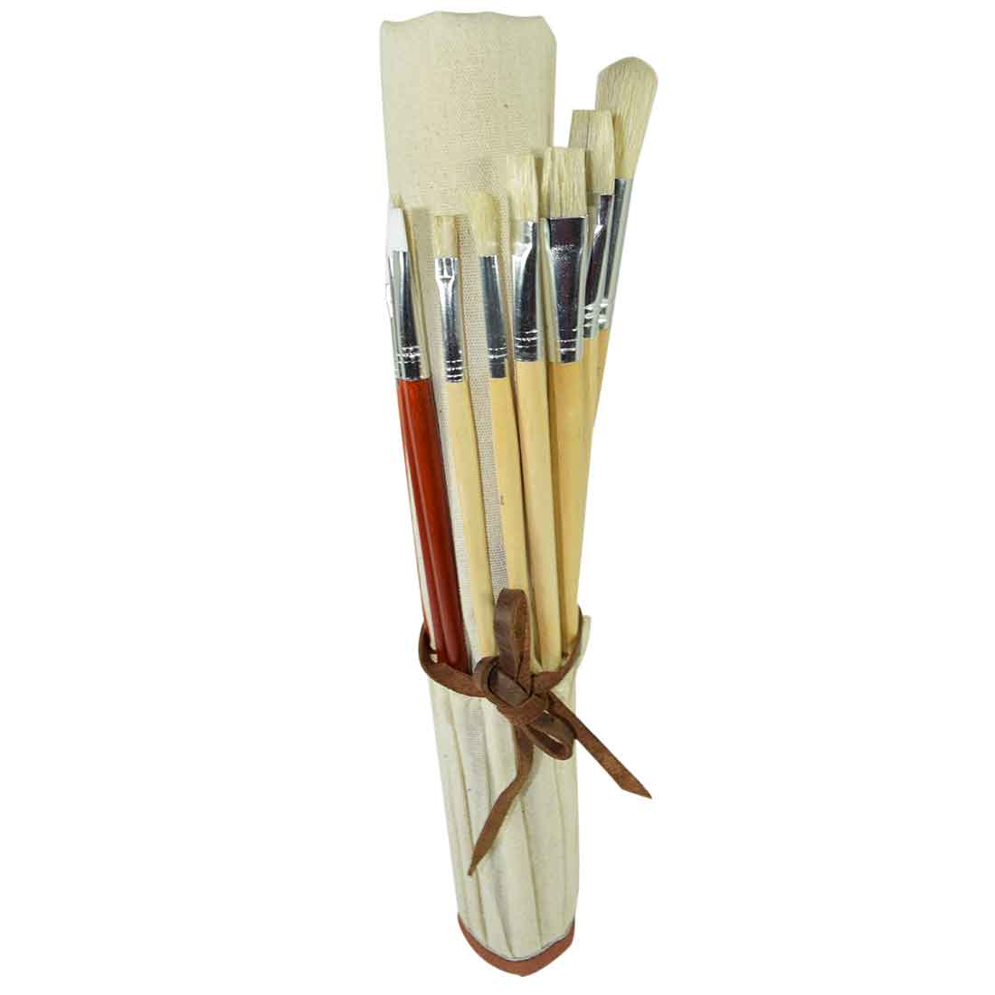 Open view of the Paint Brush Roll-Up by Hide & Drink showing the organized brush slots and quality craftsmanship. This Artist Paint Brush Canvas Roll-Up with Leather Lining Storage Wrap / 24 Slots / Workshop Art Study focuses on handcrafted detail through small batch production. Fire branded and artisan-made in La Antigua Guatemala & Oaxaca Mexico.