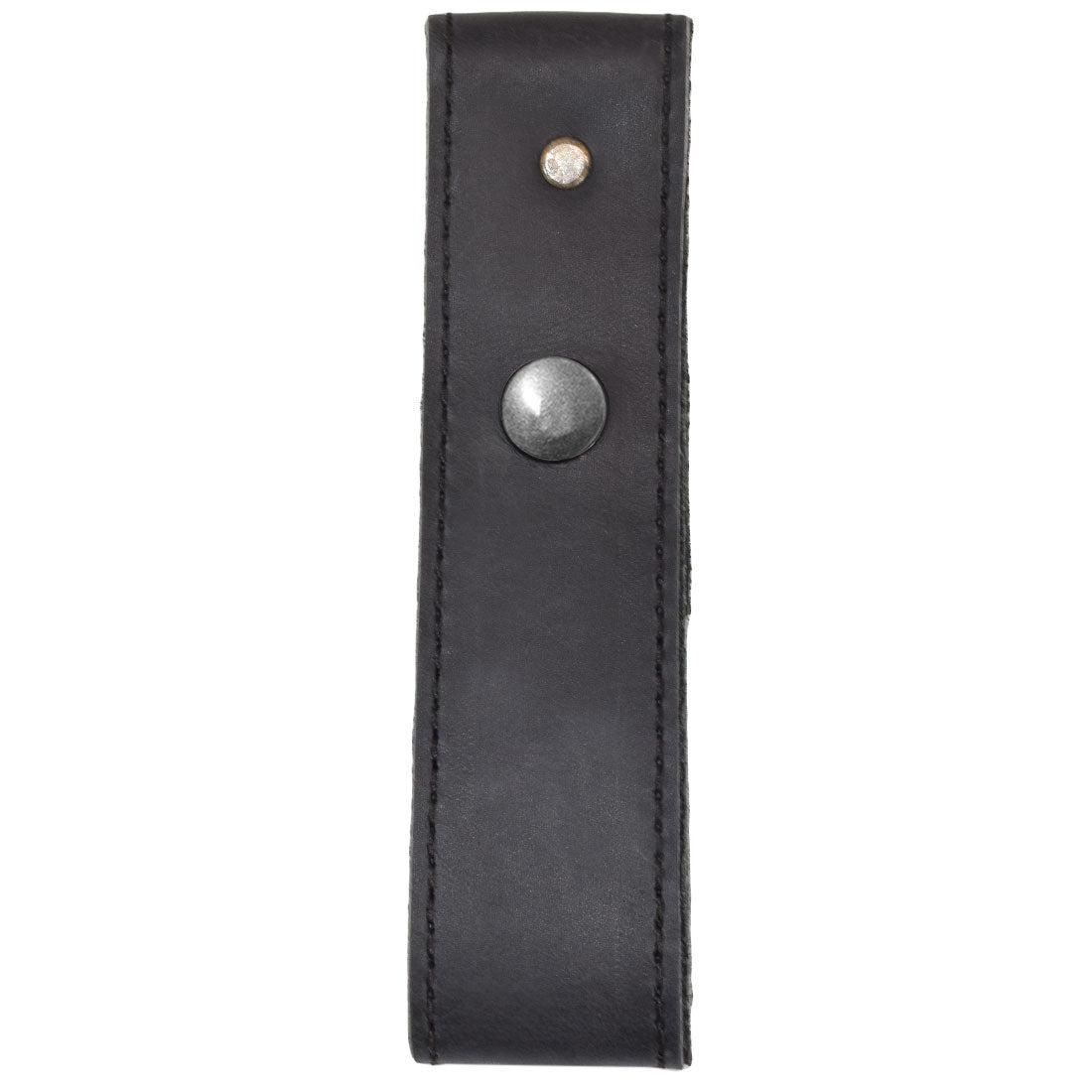 Elegant black Hide & Drink Whip Holster showcasing its refined design and durable materials. This Full Grain Leather Whip Holster functions as a Belt Loop Bullwhip Holder while embodying artisan craftsmanship in Small Batch Production, Hand Cut, and Hand Sewn features, all Handmade in La Antigua Guatemala & Oaxaca Mexico.
