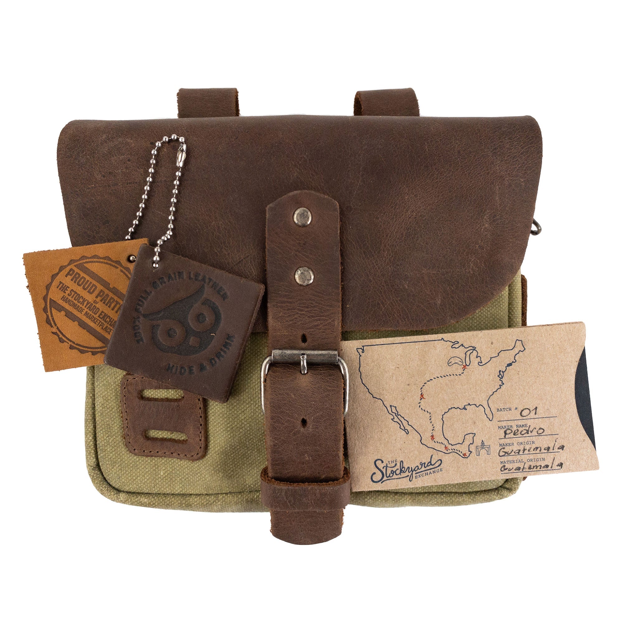 Stylish survival camping pouch by Hide & Drink, showcasing quality craftsmanship and functional design. Made from Water Resistant Waxed Canvas & Full Grain Leather, it’s perfect for an outdoor essentials kit.