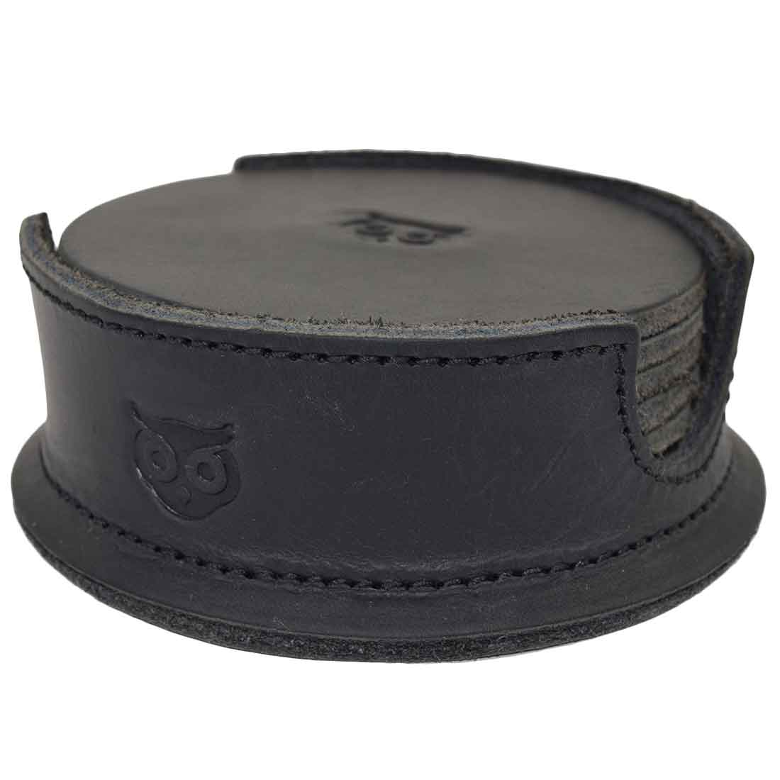 Thick Leather Owl Coasters (6-Pack) - Stockyard X 'The Leather Store'