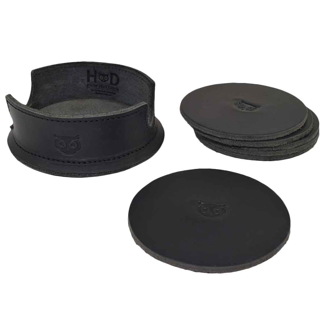 Thick Leather Owl Coasters (6-Pack) - Stockyard X 'The Leather Store'