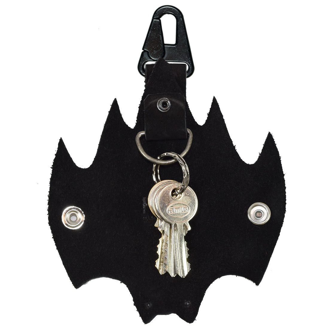 Bat-shaped Critter Key Chain from Hide & Drink, offering a unique design made from premium Full Grain Leather. This stylish Animal Key Ring Holder is perfect for keeping keys organized while adding character. Handmade in La Antigua Guatemala & Oaxaca Mexico.