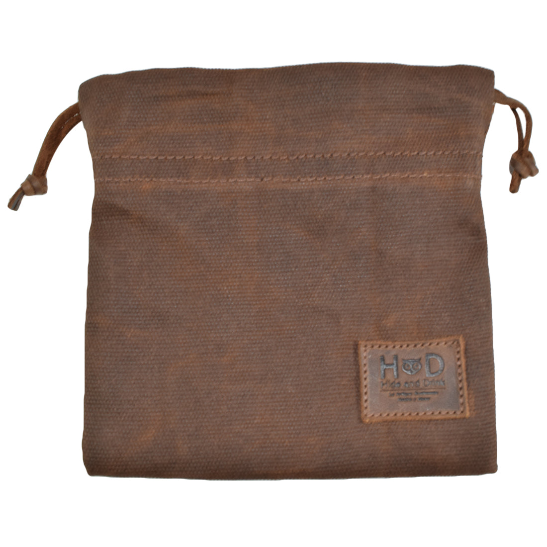 Hide & Drink Golf Pouch in a consistent brown color, showcasing its handmade quality. This waxed canvas pouch is perfect for organizing items in your golf bag or for everyday use. Waxed Canvas Golf Valuables Field Pouch, Golf Bag, Sport Organizer, Multipurpose Pouch with String, StockyardX, Small Batch Production, Hand Cut, Hand Sewn, Fire Branded, Artisan, Handmade in La Antigua Guatemala & Oaxaca Mexico.
