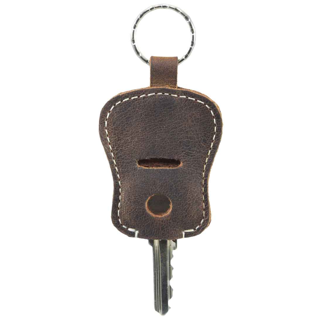 Guitar Keychain by Hide & Drink showcasing handmade craftsmanship with a key holder design made from Full Grain Leather. This keychain features a pouch, ideal for your most used key, emphasizing its small batch production and artisan quality from La Antigua Guatemala & Oaxaca Mexico.
