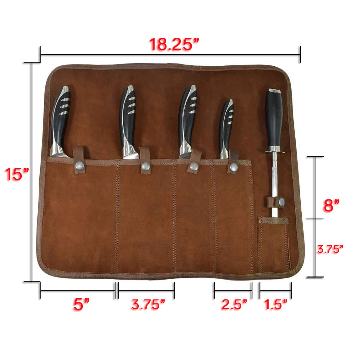Knife Roll (5 Pockets) - Stockyard X 'The Leather Store'